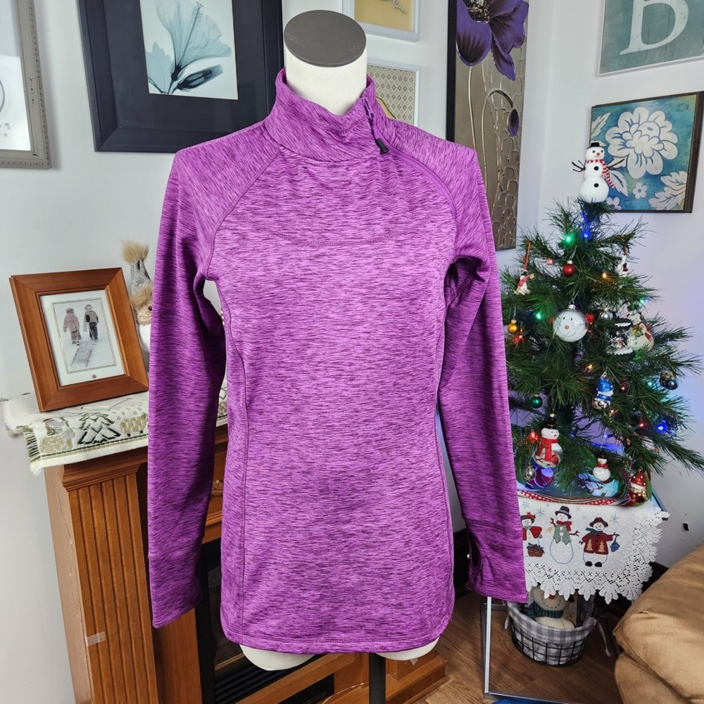 Eddie Bauer Activewear Diagonal Zip Neck Top Size M